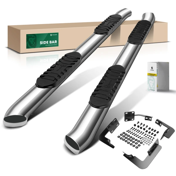 5 Inch Chrome S/S 304 Oval Bent End Side Step Bars for 1999-2016 Ford F-250 Super Duty