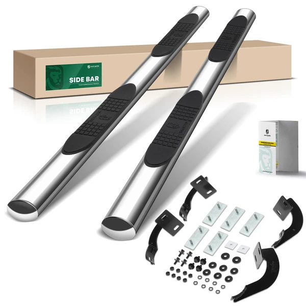 4 Inch Chrome S/S 304 Oval Straight Side Step Bars for 1999-2003 Ford F-150