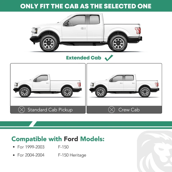 4 Inch Chrome S/S 304 Oval Straight Side Step Bars for 1999-2003 Ford F-150