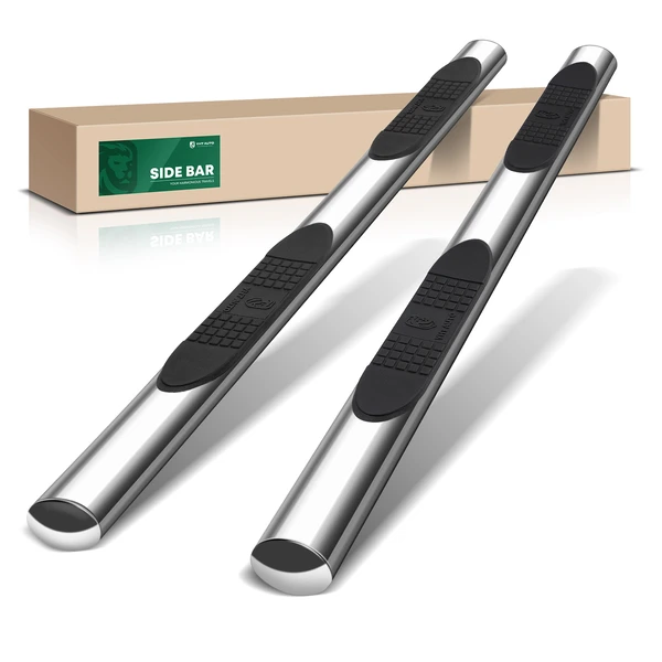 4 Inch Chrome S/S 304 Oval Straight Side Step Bars for 2002-2003 Ford F-450 Super Duty