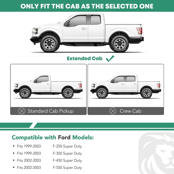 4 Inch Chrome S/S 304 Oval Straight Side Step Bars for 2002-2003 Ford F-450 Super Duty