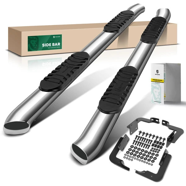 5 Inch Chrome S/S 304 Oval Bent End Side Step Bars for Ford F-250 Super Duty Extended Cab