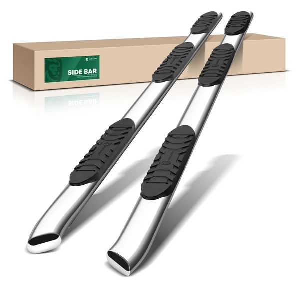 5 Inch Chrome S/S 304 Oval Bend End Wheel to Wheel Side Step Bars for Ford F-250 Super Duty SuperCrew