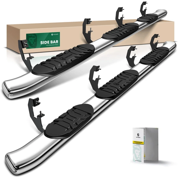 2 Pcs 5 Inches Chrome S S 304 Oval Bend End Wheel to Wheel Nerf Bar for Ford F250 Super Duty