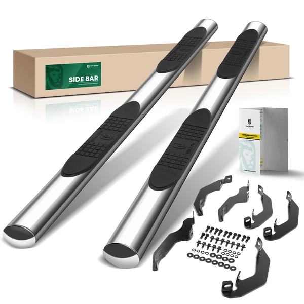 4 Inch Chrome S/S 304 Oval Straight Side Step Bars for 2019-2023 Ford Ranger