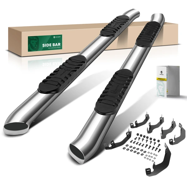 5 Inch Chrome S/S 304 Oval Bent End Side Step Bars for Ford Ranger 2019-2024 SuperCrew