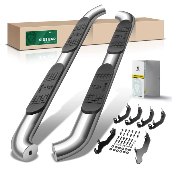 4 Inch Chrome S/S 304 Oval Bent End Side Step Bars for 2019-2023 Ford Ranger