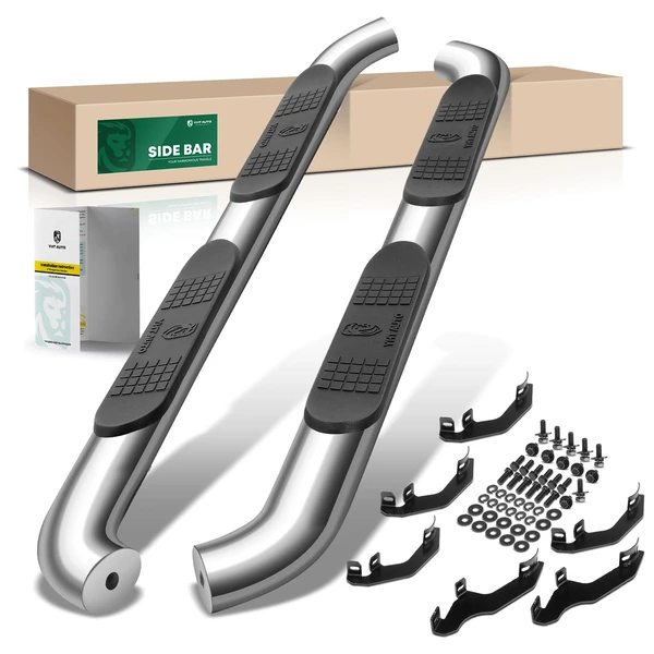 4 Inch Chrome S/S 304 Oval Bent End Side Step Bars for Ford Ranger 2019-2024 SuperCrew