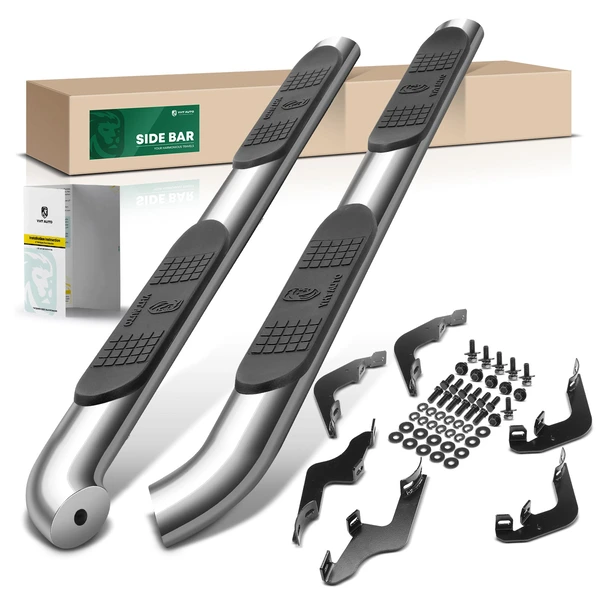 4 Inch Chrome S/S 304 Oval Bent End Side Step Bars for 2021-2024 Ford Bronco