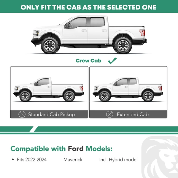 3 Inch Chrome S/S 304 Round Side Step Bars for Ford Maverick 2022-2024 Pickup