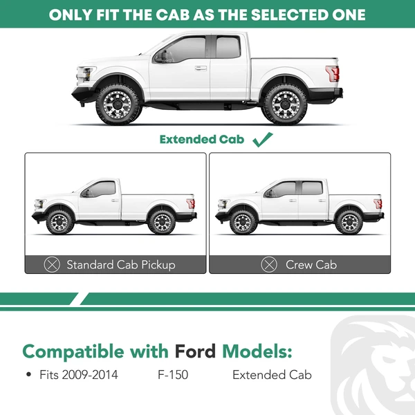 4.25 Inch Chrome S/S 304 Side Bars for Ford F-150 2009-2014 Extended Cab