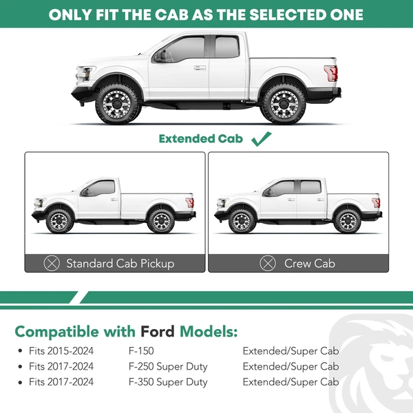 4.25 Inch Chrome S/S polished Side Step Bars for 2015-2024 Ford F-150