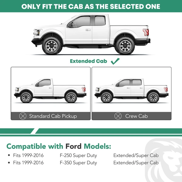 4.25 Inch Chrome S/S 304 Side Step Bars for 1999-2016 Ford F-250 Super Duty