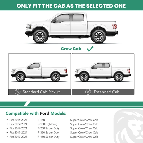 4.25 Inch Chrome S/S 304 Side Step Bars for Ford F150 F250 F350 Super Duty