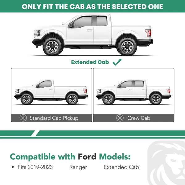 4.25 Inch Chrome S/S 304 Side Bars for 2019-2023 Ford Ranger