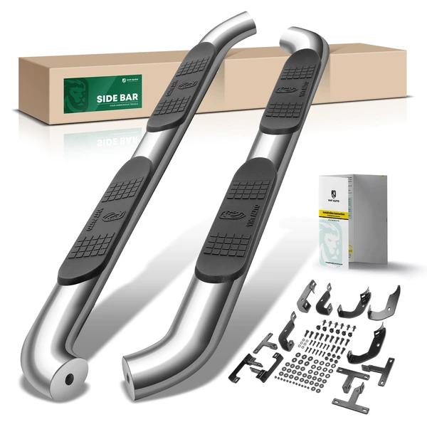 4 Inch Chrome S/S 304 Oval Bent End Side Step Bars for 2018-2024 Jeep Wrangler