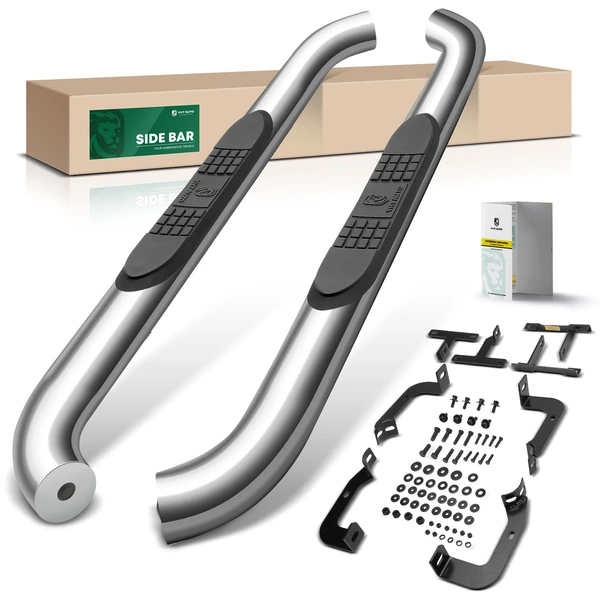 3 Inch Chrome S/S 304 Round Side Step Bars for 2018-2024 Jeep Wrangler