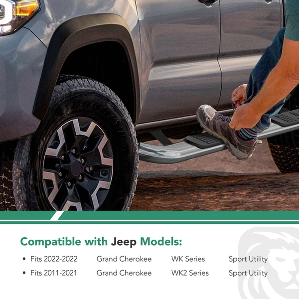 4 Inch Chrome S/S 304 Oval Bent End Side Step Bars for 2011-2021 Jeep Grand Cherokee