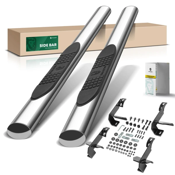 4 Inch Chrome S/S 304 Oval Straight Side Step Bars for 2007-2017 Jeep Wrangler