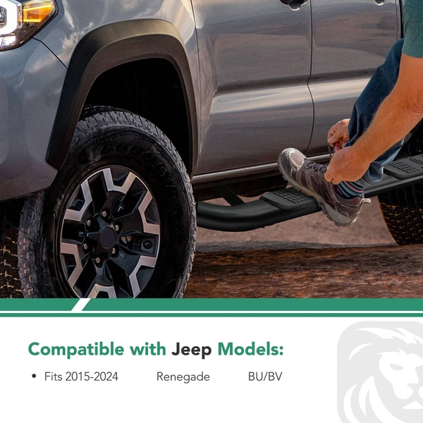 3 Inch Chrome S/S 304 Round Side Step Bars for Jeep Renegade 2015-2024 SUV