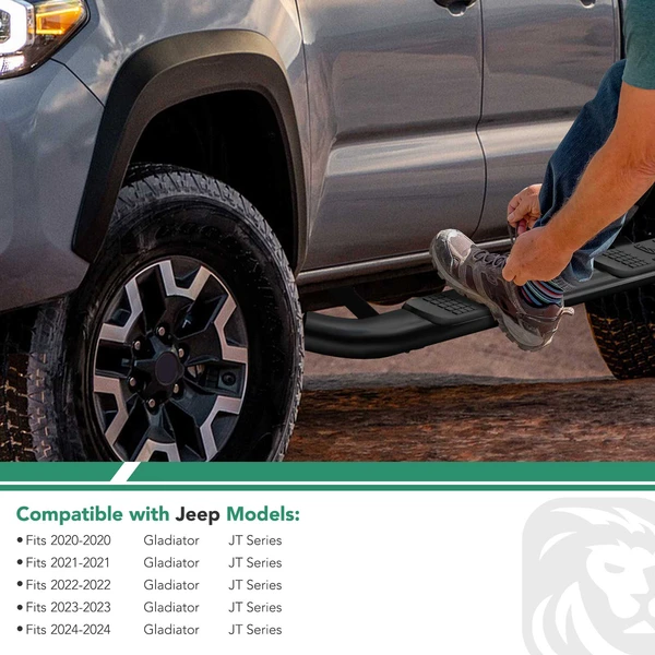 4 Inch Chrome S/S 304 Oval Side Step Bars Running Board for Jeep Gladiator 20-24