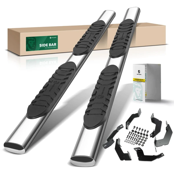 5 Inch Chrome S/S 304 Oval Straight Side Step Bars for 2005-2023 Toyota Tacoma