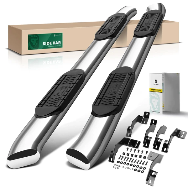 6 Inch Chrome S/S 304 Oval Bent End Side Step Bars for Toyota Tacoma 2005-2023 Double Cab