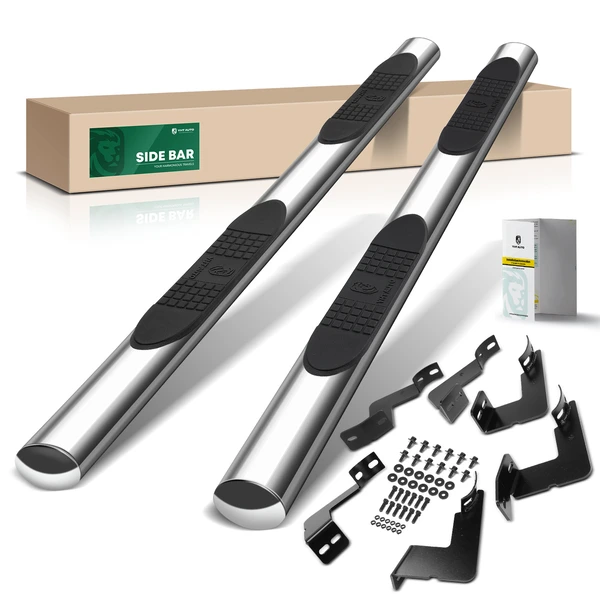 4 Inch Chrome S/S 304 Oval Straight Side Step Bars for 2005-2023 Toyota Tacoma