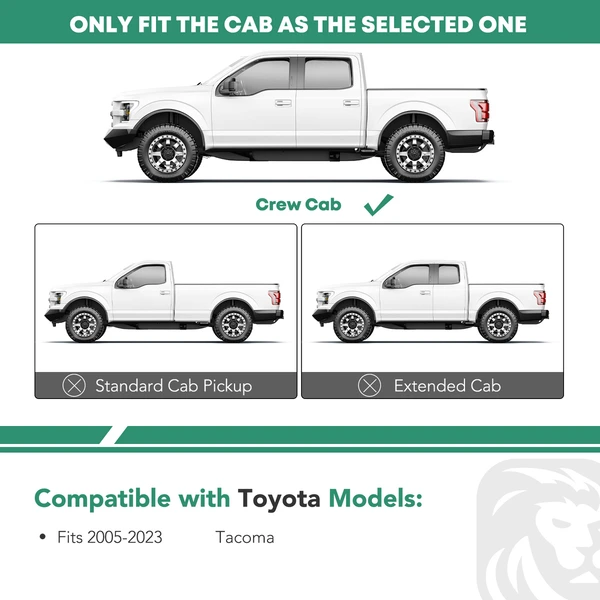 4 Inch Chrome S/S 304 Oval Straight Side Step Bars for 2005-2023 Toyota Tacoma