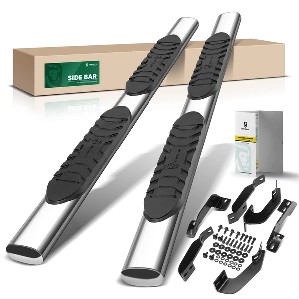 5 Inch Chrome S/S 304 Oval Straight Side Step Bars for 2007-2021 Toyota Tundra