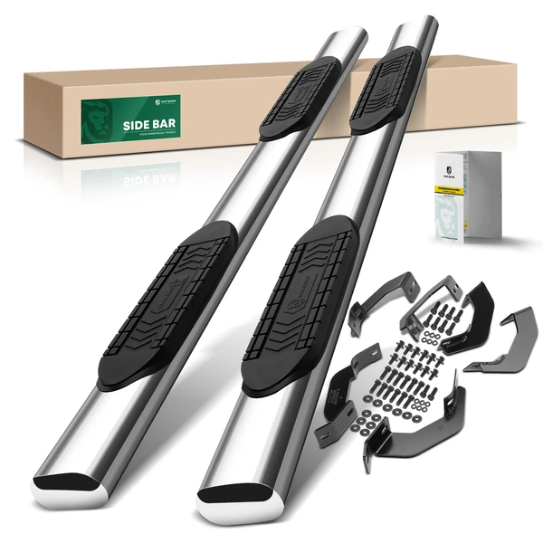 6 Inch Chrome S/S 304 Oval Straight Side Step Bars for 2007-2021 Toyota Tundra