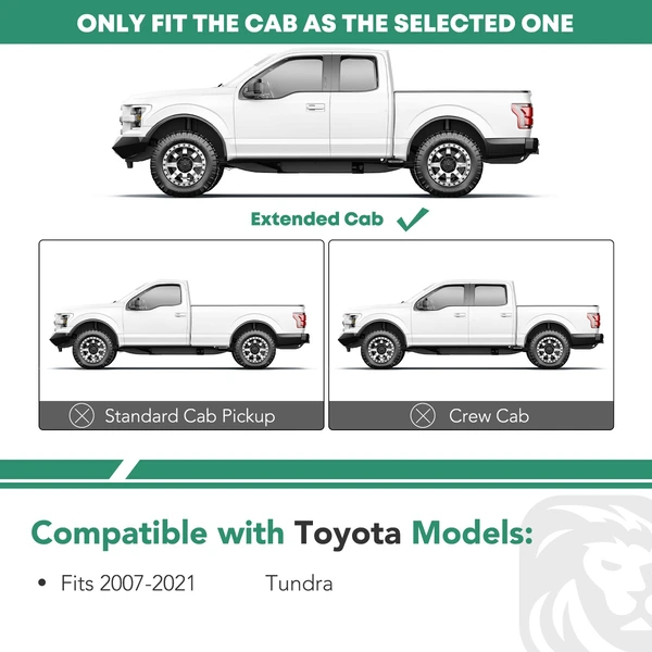 6 Inch Chrome S/S 304 Oval Straight Side Step Bars for 2007-2021 Toyota Tundra