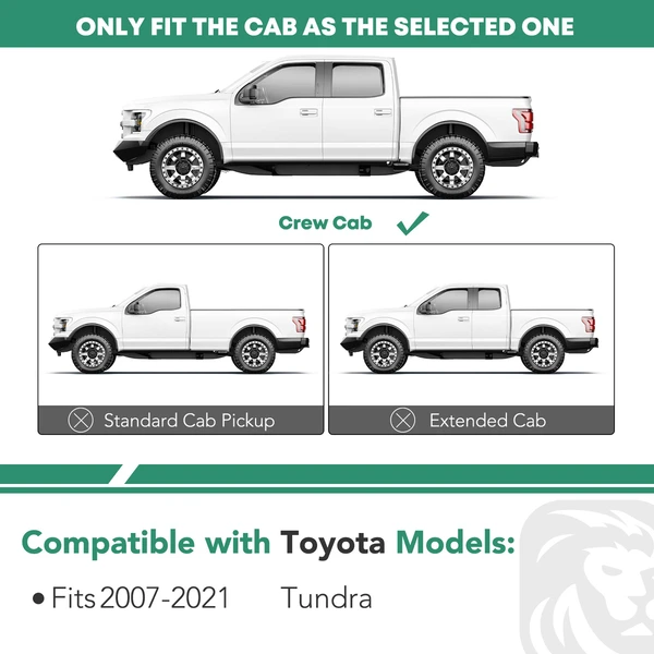 5 Inch Chrome S/S 304 Oval Bent End Side Step Bars for 2007-2021 Toyota Tundra