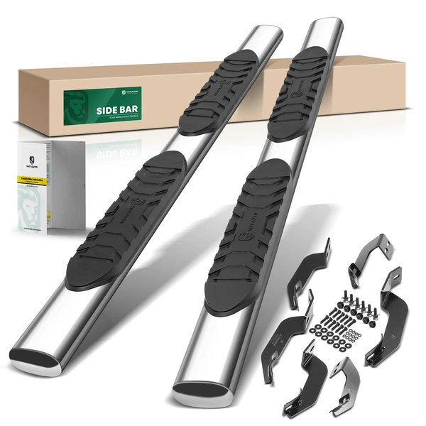 5 Inch Chrome S/S 304 Oval Straight Side Step Bars for 2007-2021 Toyota Tundra