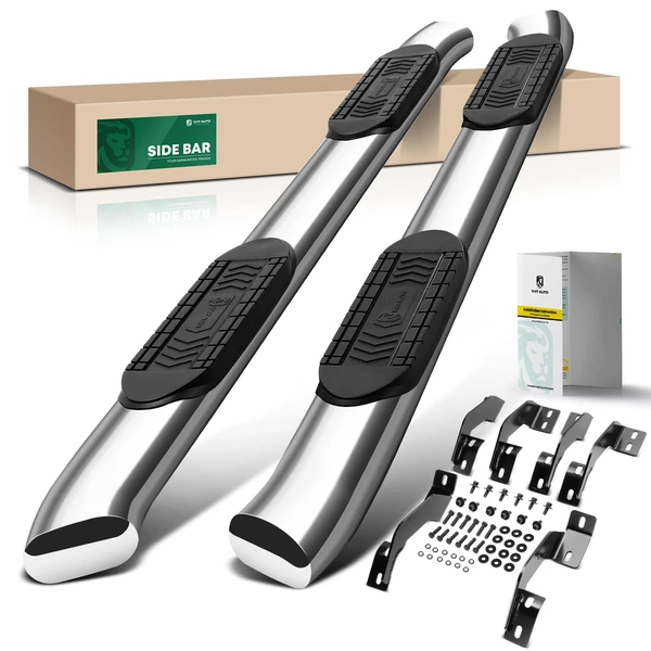 6 Inch Chrome S/S 304 Oval Bent End Side Step Bars for 2007-2021 Toyota Tundra