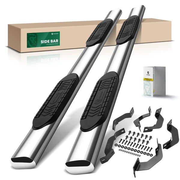 6 Inch Chrome S/S 304 Oval Straight Side Step Bars for 2007-2021 Toyota Tundra