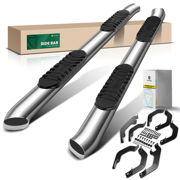 5 Inch Chrome S/S 304 Oval Bent End Side Step Bars for Toyota Tundra 2022-2024 Extended Cab