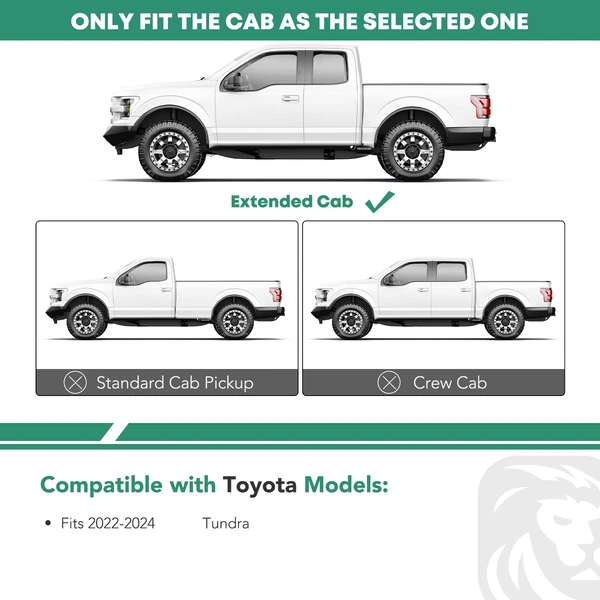 5 Inch Chrome S/S 304 Oval Bent End Side Step Bars for Toyota Tundra 2022-2024 Extended Cab