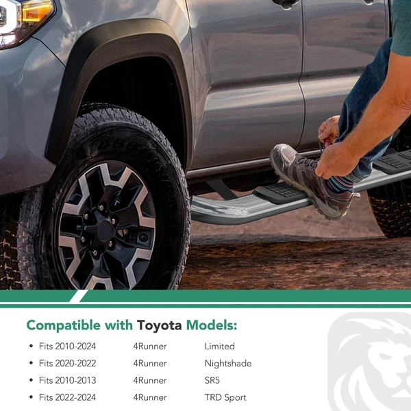 3 Inch Chrome S/S 304 Round Side Step Bars for Toyota 4Runner 2010-2024 SUV