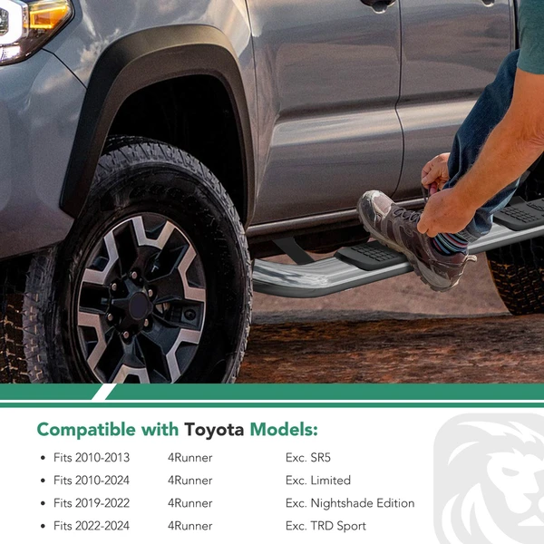 3 Inch Chrome S/S 304 Round Side Step Bars for Toyota 4Runner 2010-2024 Sport Utility