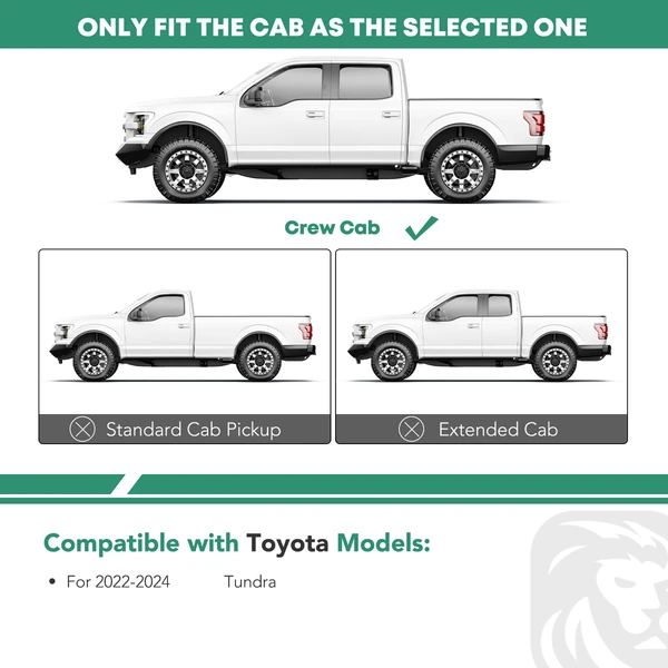 3 Inch Chrome S/S 304 Round Side Step Bars for 2022-2024 Toyota Tundra