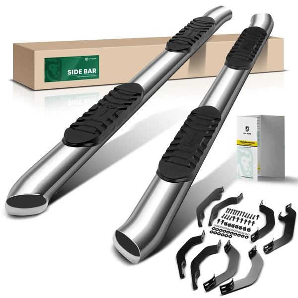 5 Inch Chrome S/S 304 Oval Bent End Side Step Bars for 2022-2024 Toyota Tundra