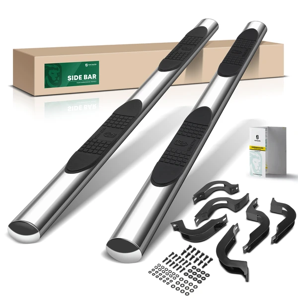 4 Inch Chrome S/S 304 Oval Straight Side Step Bars for 2007-2014 Toyota FJ Cruiser