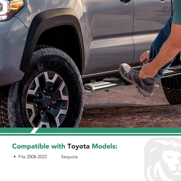 4 Inch Chrome S/S 304 Oval Straight Side Step Bars for Toyota Sequoia 2008-2022
