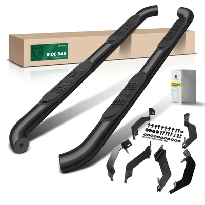 3 Inch Black Steel Round Side Step Bars