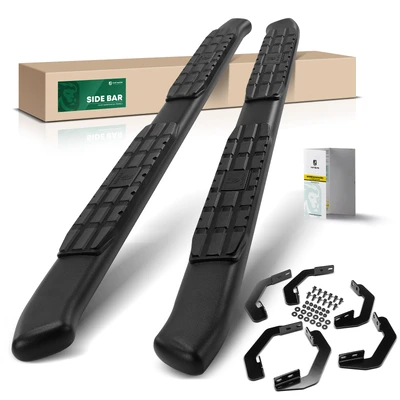 4.25 Inch Black Steel Side Step Bars
