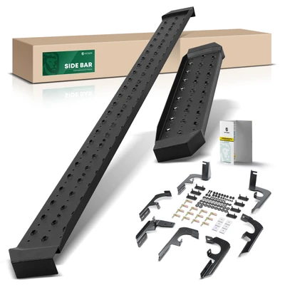 6.5 Inch Textured Black Steel Side Step Bars