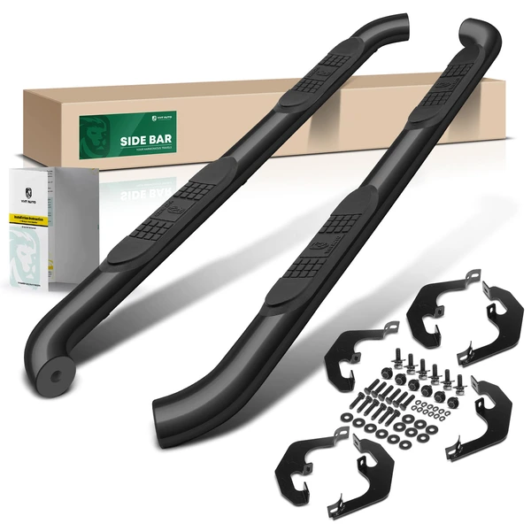 3 Inch Black Steel Round Side Step Bars  for 2021-2024 Chevrolet Tahoe