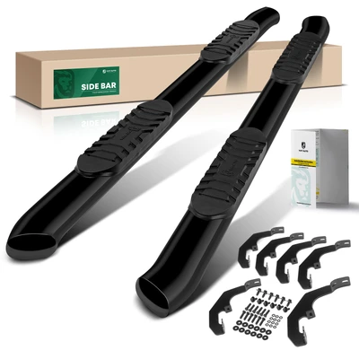 5 Inch Black Steel Oval Bent End Side Step Bars 