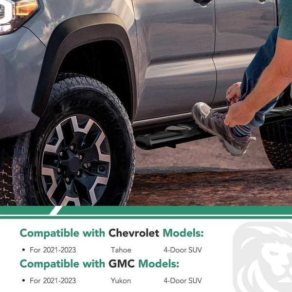 5 Inch Black Steel Oval Bent End Side Step Bars  for 2021-2024 Chevrolet Tahoe